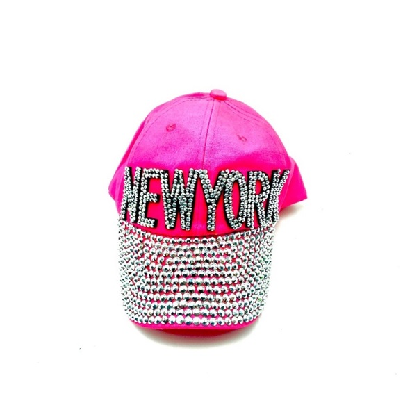 Pink Rhinestone New York Cap - Picture 2 of 4
